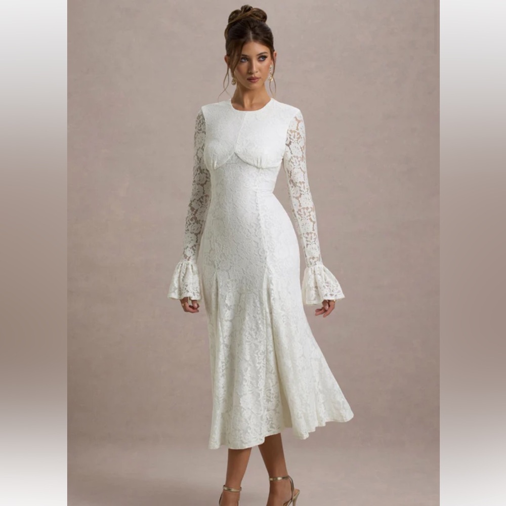 CLUB L LONDON “FOR LIFE” LONG SLEEVE DRESS CREAM Size 4
